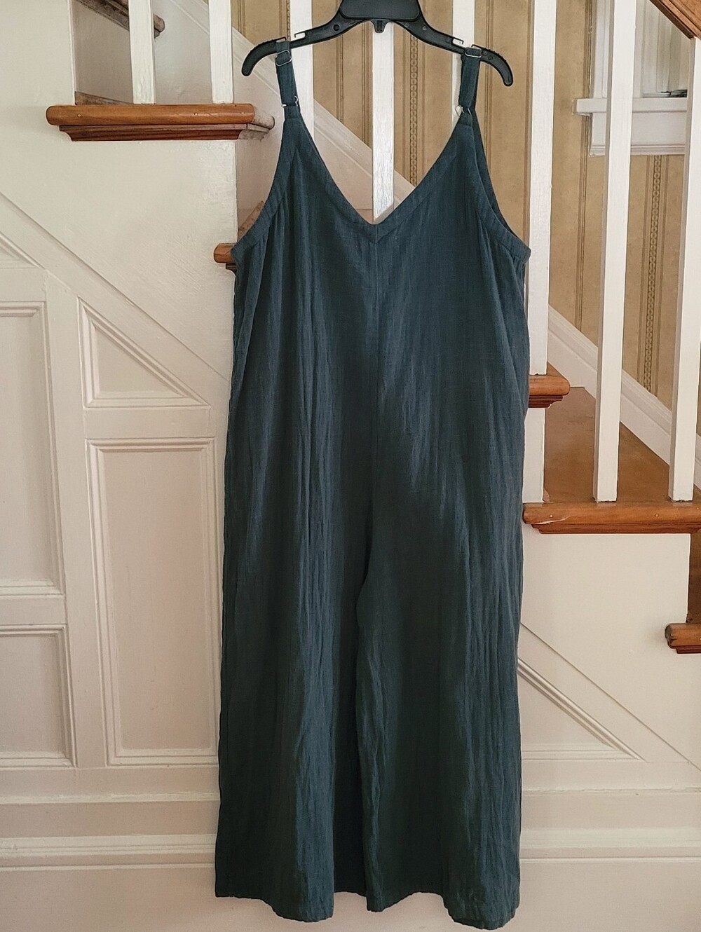 NATURAL LIFE Teal V-Neck Wide-Leg Jumpsuits Size Large - Picture 3 of 6